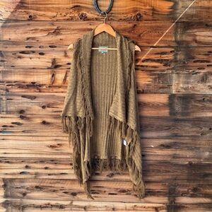 HUMMING | Fringed Olive Green Sweater Vest M